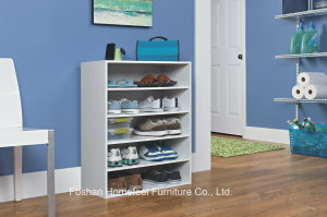 White Wooden Stack-Able 5-Shelf Shoe Cabinet (HHSR06)